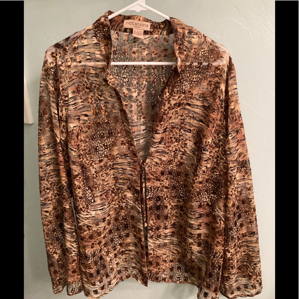 3XL NWOT Notations animal print sheer blouse
